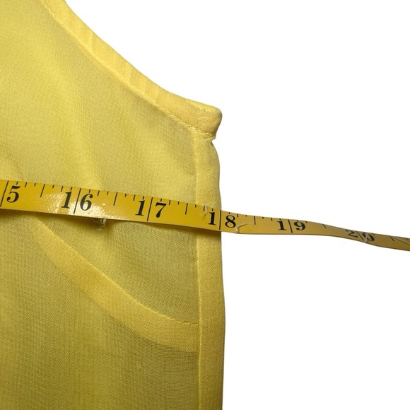 Young Threads Butter Yellow Embroidered Chiffon Sleeveless Blouse Fairy Medium - Picture 8 of 10